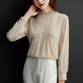 Șifon Bluza cu Buline pentru Femei de Moda Bluze Plus Dimensiune 4XL Maneca Lunga pentru Femei Cămăși Largi Birou Doamnă Topuri Feminine 11859