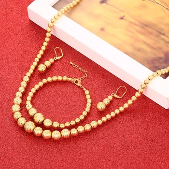 Șirag de mărgele Set de Bijuterii cu Balonul Rotund de Aur Set de Bijuterii pentru Femei Arabe din Africa Etiopian Bijuterii Cadou