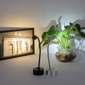 Țeavă flexibilă 3W LED-uri de iluminat Imagine Reflectoarelor Alimentat cu Baterii, Lampa Butonul Raft Cabinet Argintiu/Negru Shell