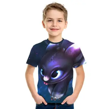 футболкаnew imblanzirea dragonului animație băieți și fete t-shirt imprimat 3d de vară de desene animate pentru copii T-shirt, bluze cu mâneci scurte